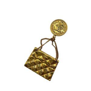 CHANEL Authentic Gold Logo Brooch